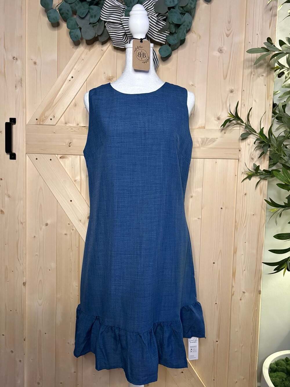 Medium Cupshe Charming Chambray Back Tie Ruffle Dress